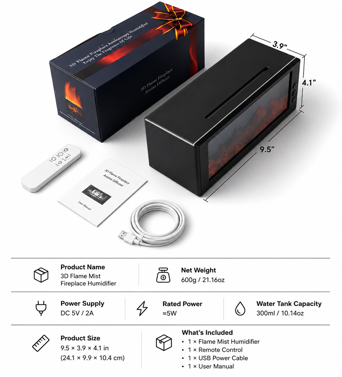 Dance with Flames. Sleep in Serenity— Fireplace Flame Humidifier