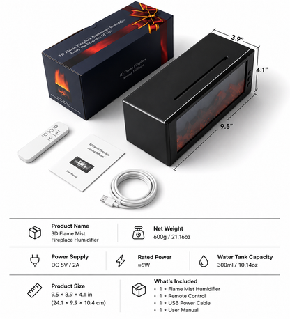 Dance with Flames. Sleep in Serenity— Fireplace Flame Humidifier