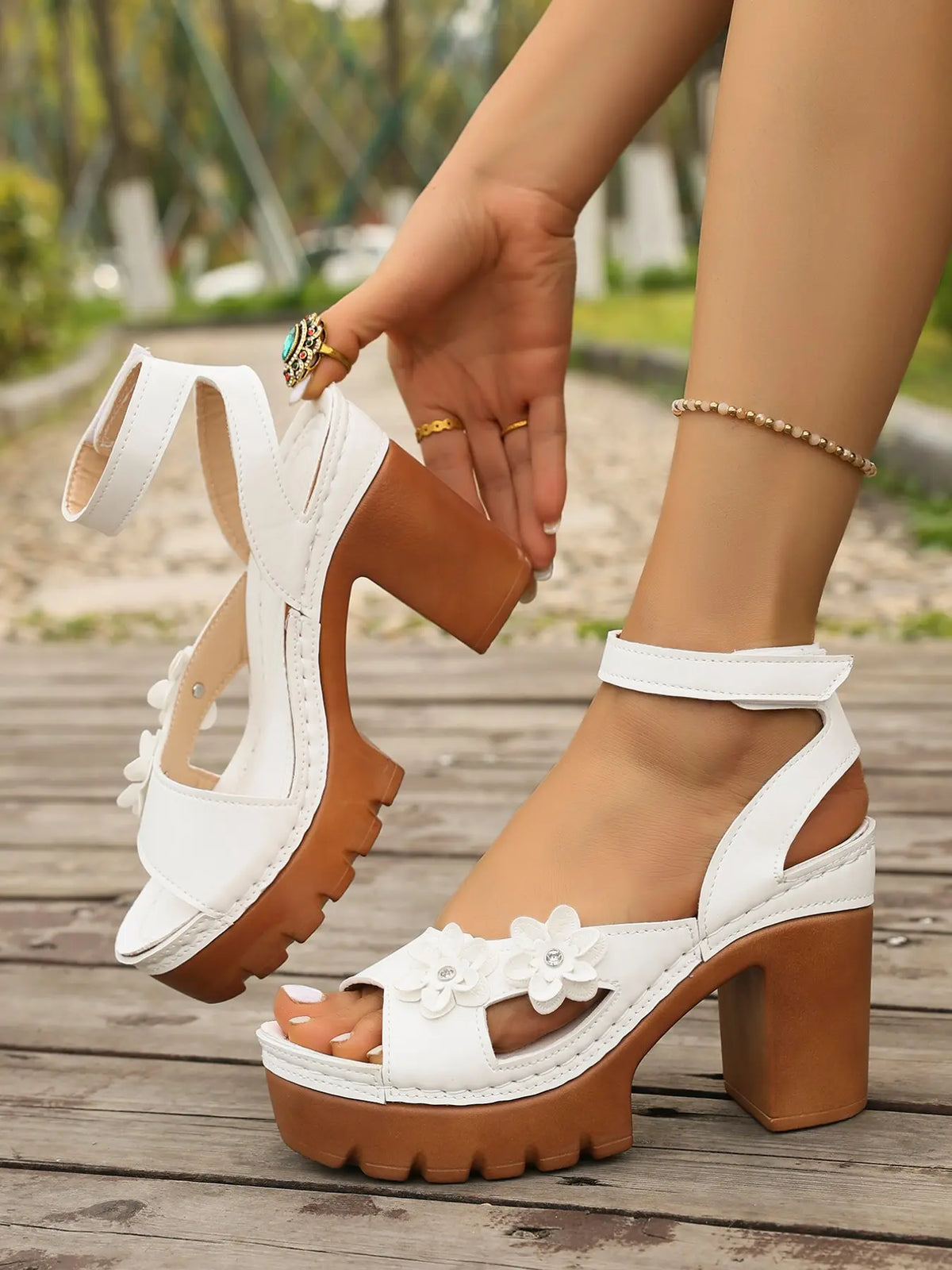 Women's Boho Wedge Sandals – Platform, Chunky Sole, High Heel