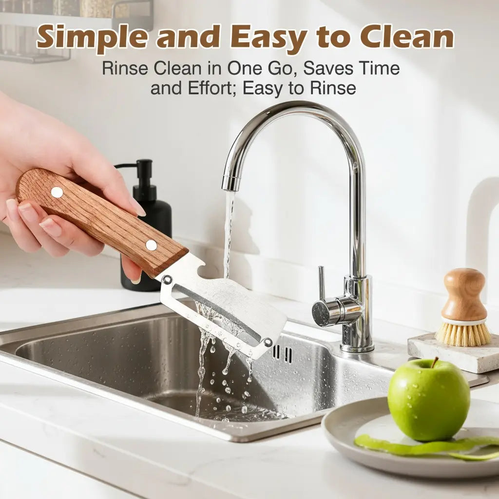 Wooden-Handled Stainless Steel Sharp Peeler