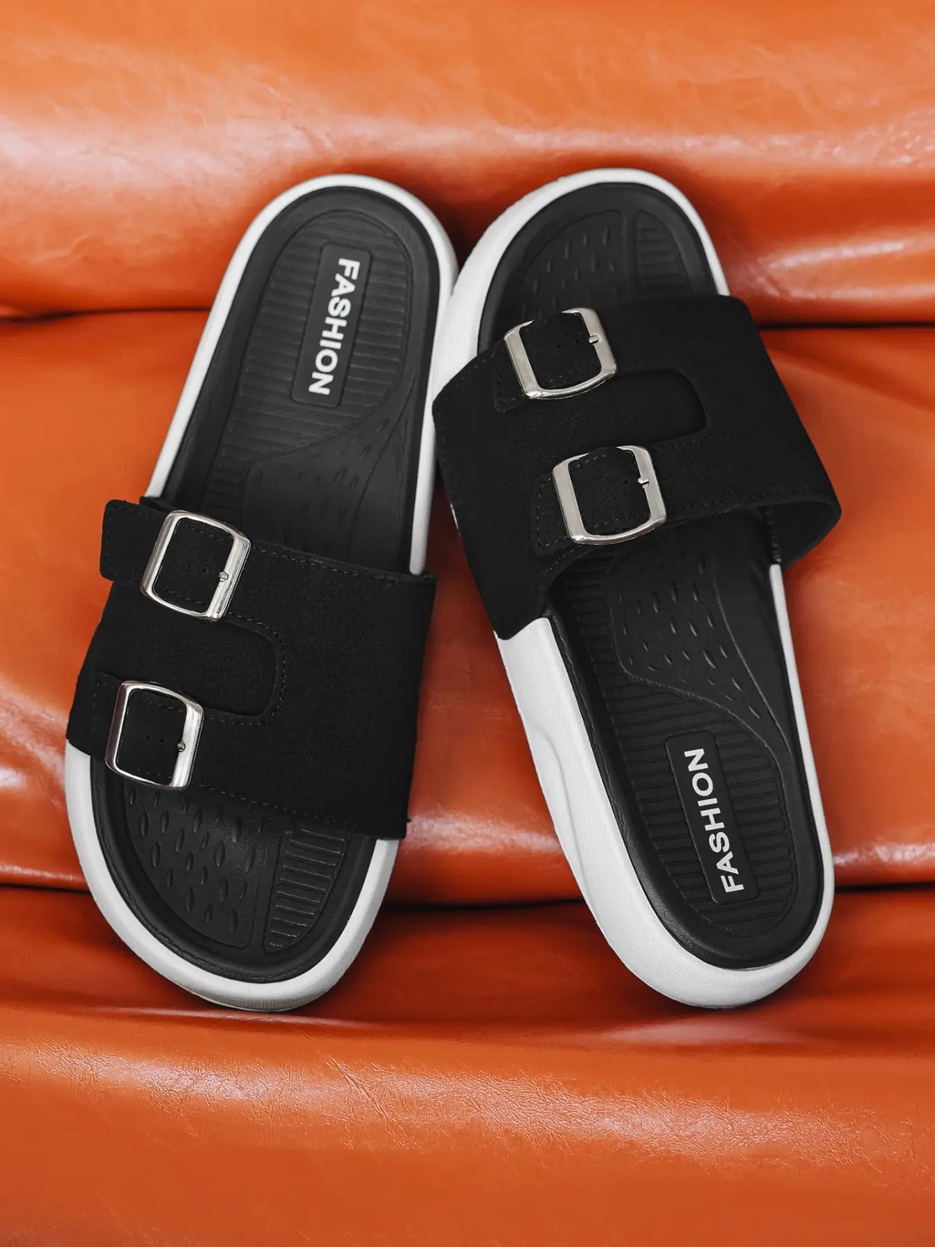 Women's Faux Leather Slides – Open Toe, Lightweight, Breathable