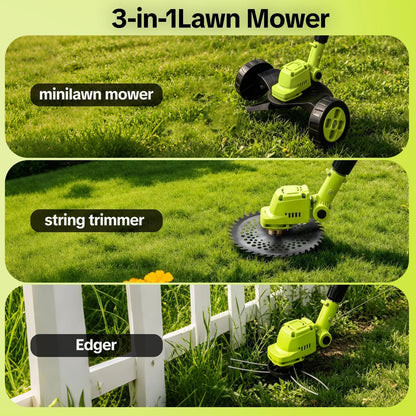 3-in-1 Cordless Weed Trimmer & Lawn Mower