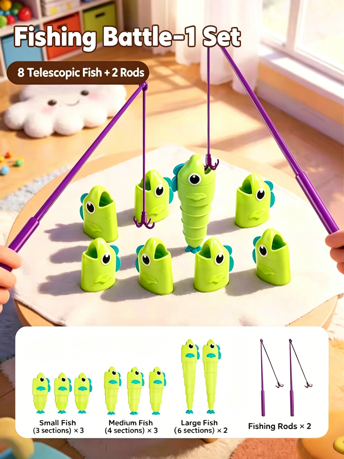 Retractable Fish Toy SetThe Fast-Paced Fishing Game Kids Can't Put Down