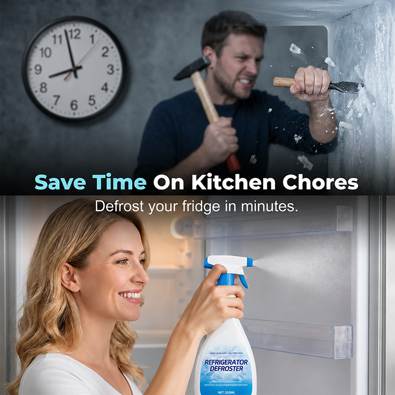Extra-Large Capacity Refrigerator De-Icing Spray – One Bottle Works Like Three