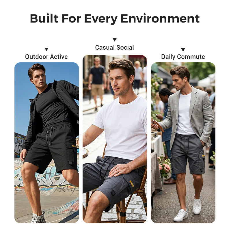 Men's Casual Cargo Shorts – Elastic Drawstring Waist & Utility Pockets