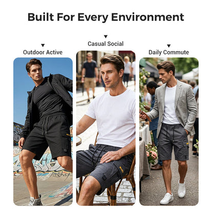 Men's Casual Cargo Shorts – Elastic Drawstring Waist & Utility Pockets