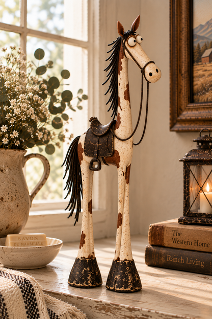 Whimsical Western Cowboy & Horse Figurine Duo