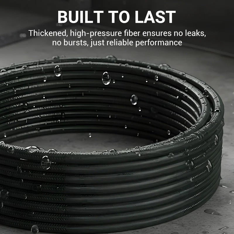 Triple-layer burst-proof hose – PVC & stainless steel. Perfect for heavy-duty cleaning!
