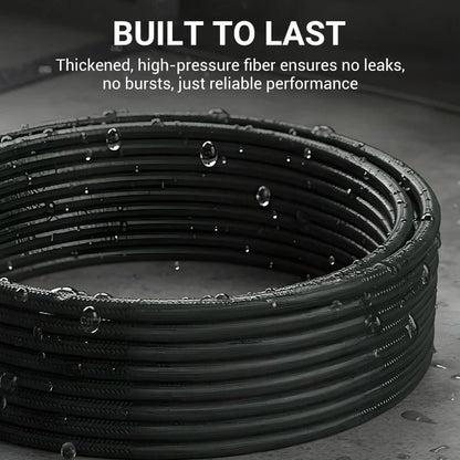 Triple-layer burst-proof hose – PVC & stainless steel. Perfect for heavy-duty cleaning!