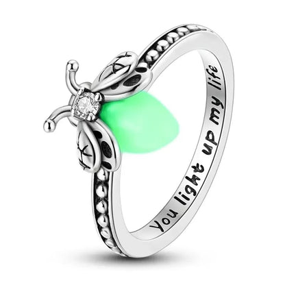 Firefly Glow Ring S925 Silver – Luminous Nature-Inspired Zircon Ring for Women | Cute Night Glow Jewelry Gift for Her
