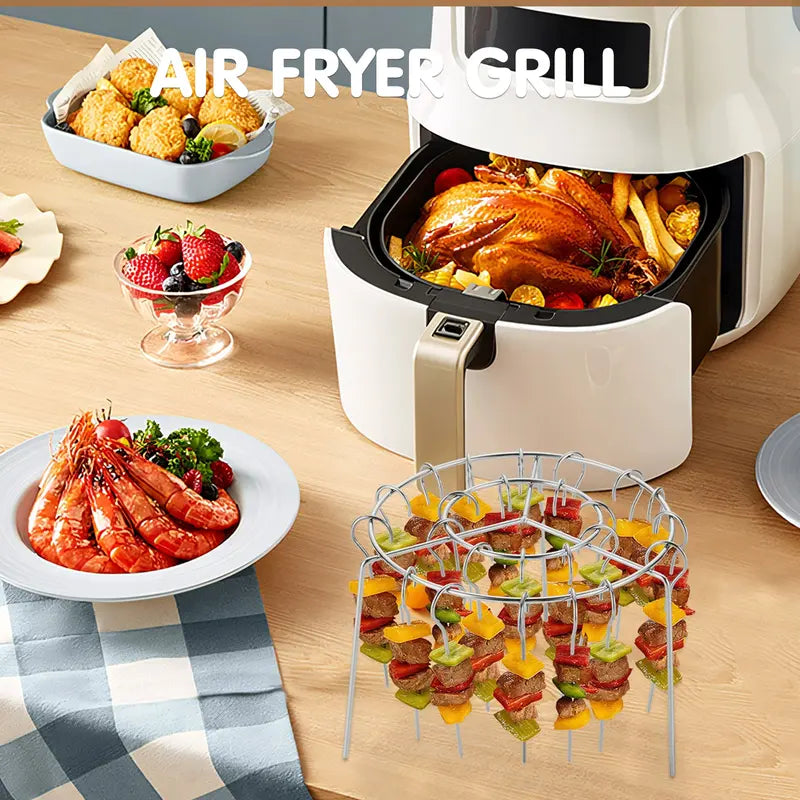 Air Fryer Skewer Rack, Round Grill with Stainless Steel