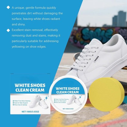 White Shoe Cleaner Cream | Multipurpose No-Wash Solid Comes with Sponge