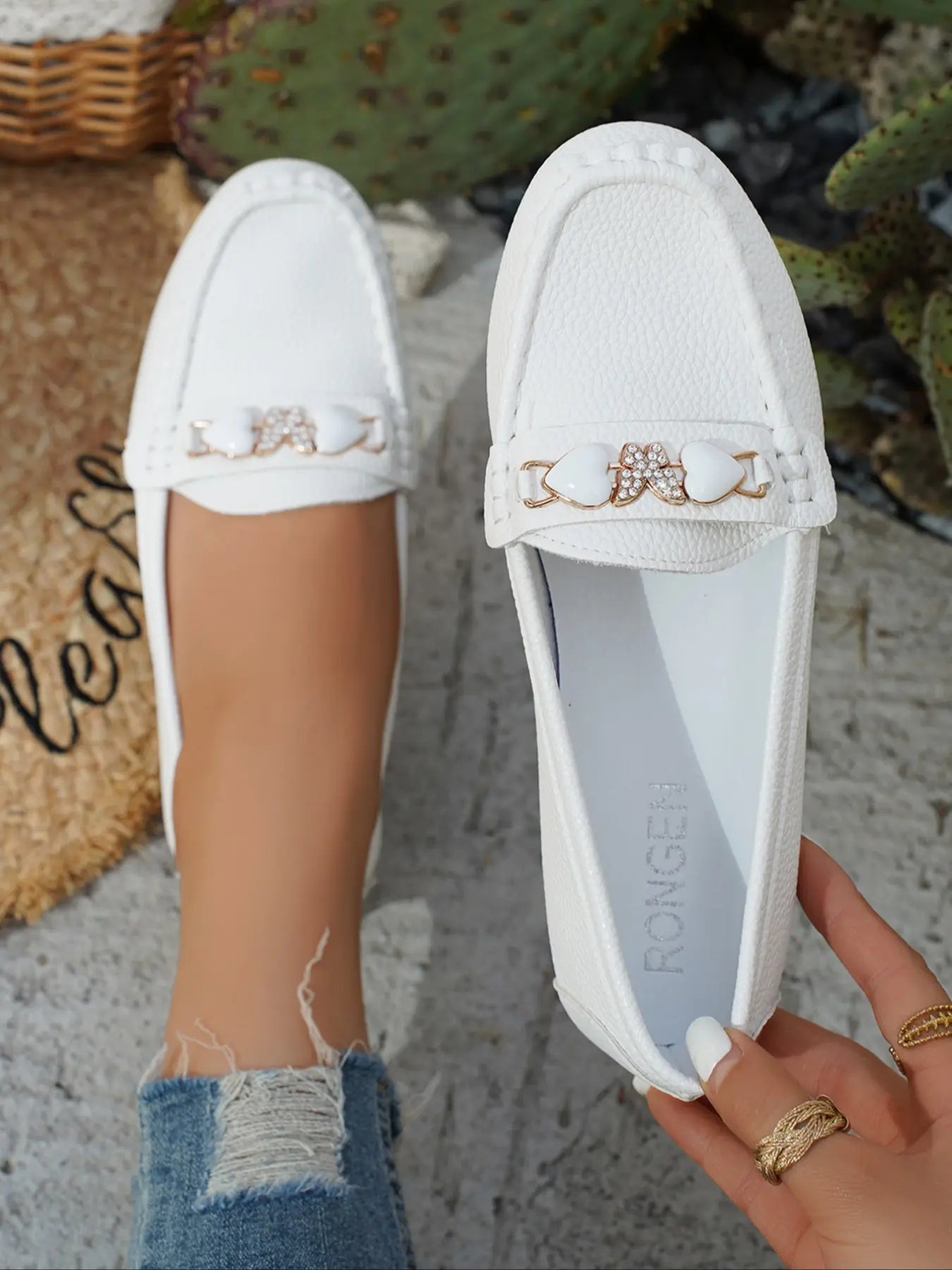 Women's Rubber Flats – Round Toe, Low Heel, Slip-On