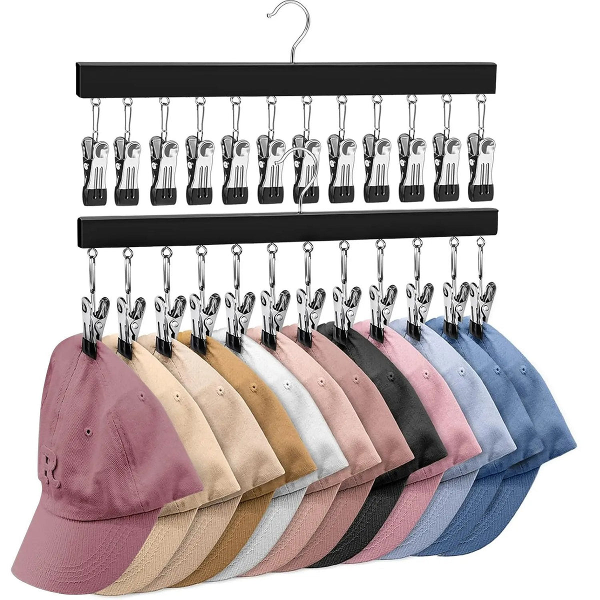 HOT SALE NOW! Wooden Clothing Organizer Hanger with 12 Stainless Steel Clips