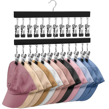 HOT SALE NOW! Wooden Clothing Organizer Hanger with 12 Stainless Steel Clips