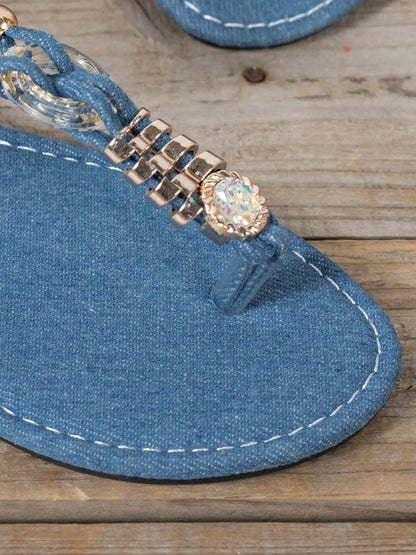 Women's Boho Rhinestone Sandals – Denim