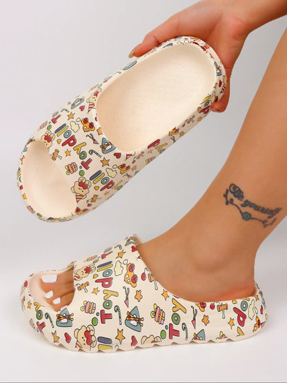 Women's Cartoon Print EVA Sandals – Cushioned, Lightweight