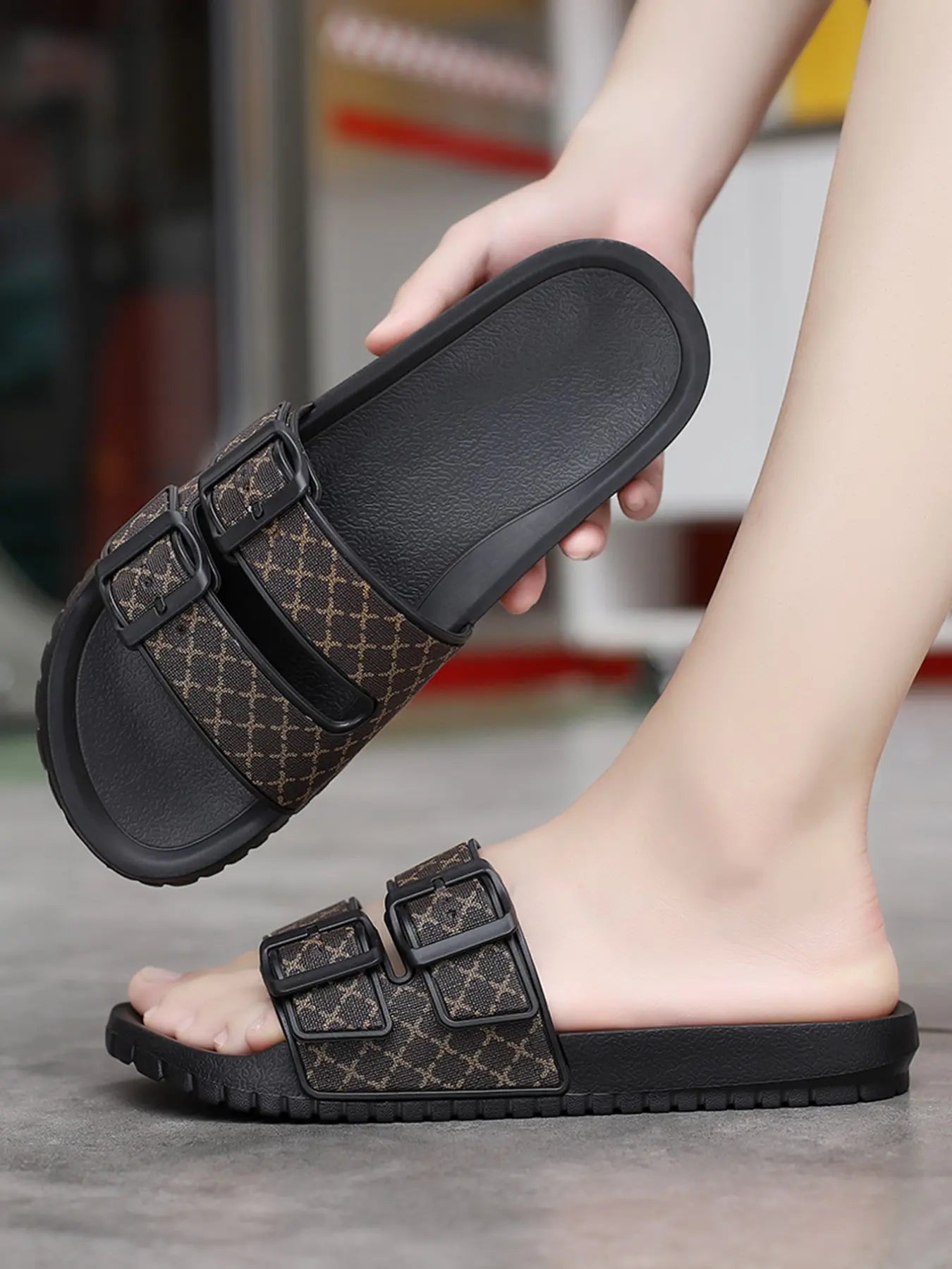 Unisex Floral Slides – Chunky Sole, Lightweight