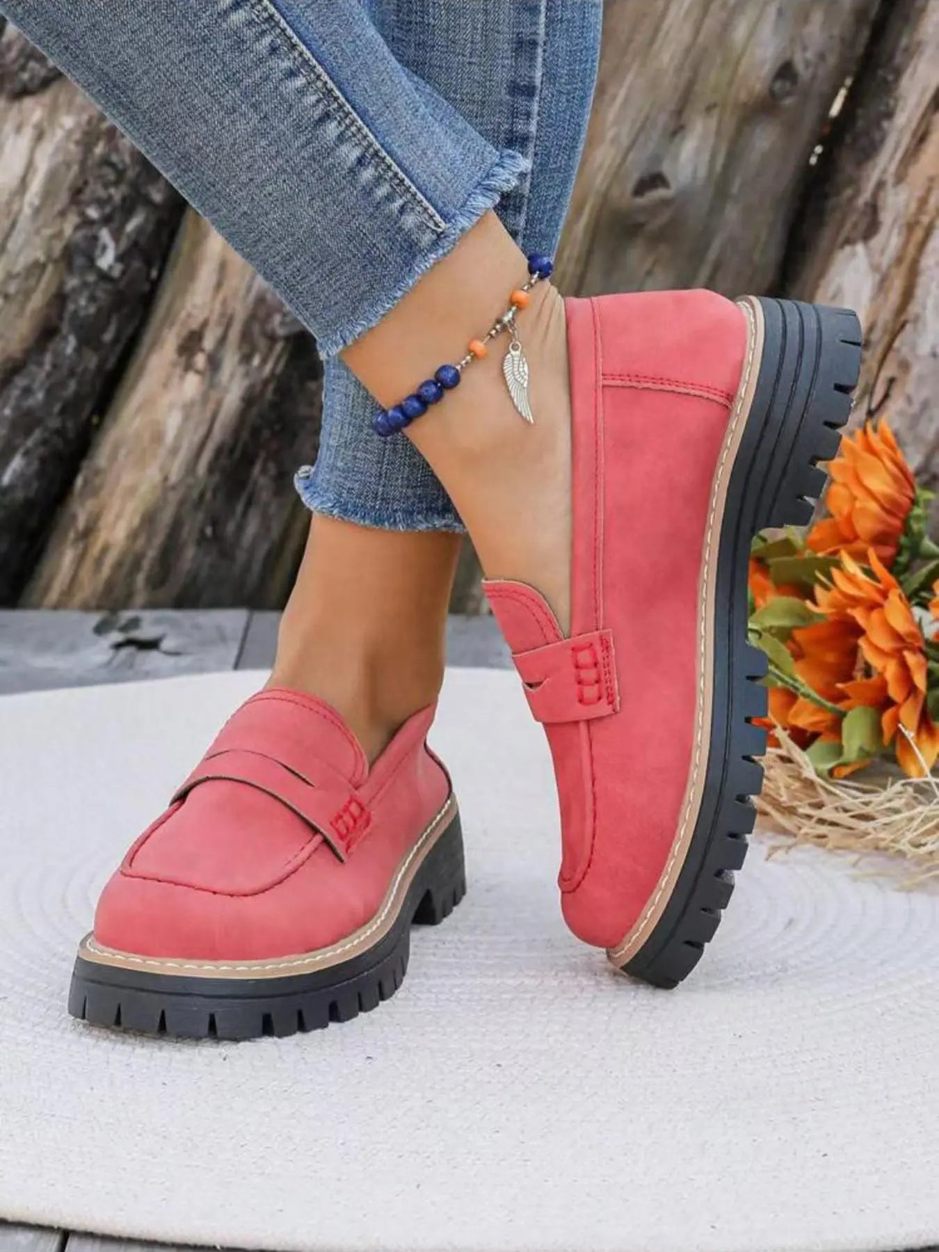 Women's Loafers – Western, Chunky Sole, Slip-On