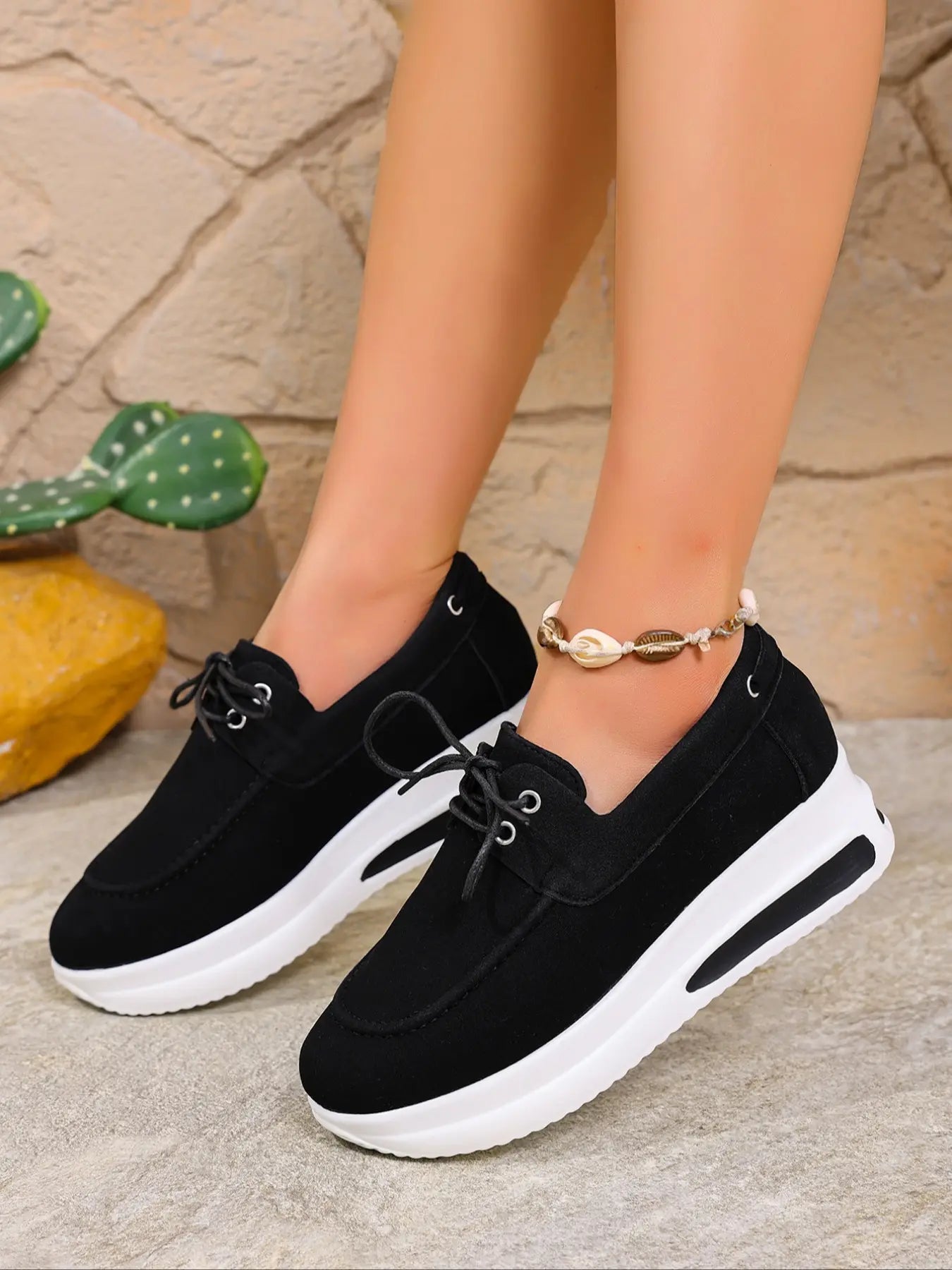 Women's Suede Loafers – Chunky Sole, Slip-On, Wide Fit