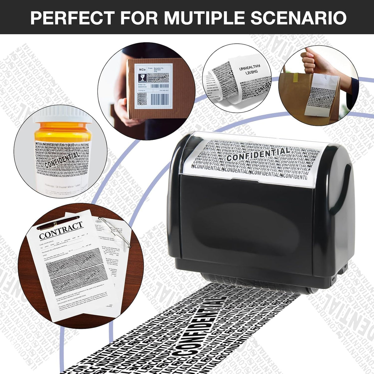 SALE 49% OFF!!-Privacy Protection Security Roller Stamp — Address & Billing Info Blocker, Home & Office Mailing Essentials 100m Long-Lasting Roll