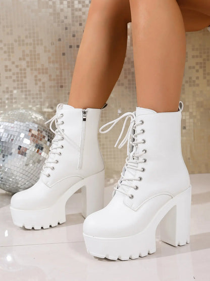 Women's Boots – Platform, Chunky Sole, Lace-Up