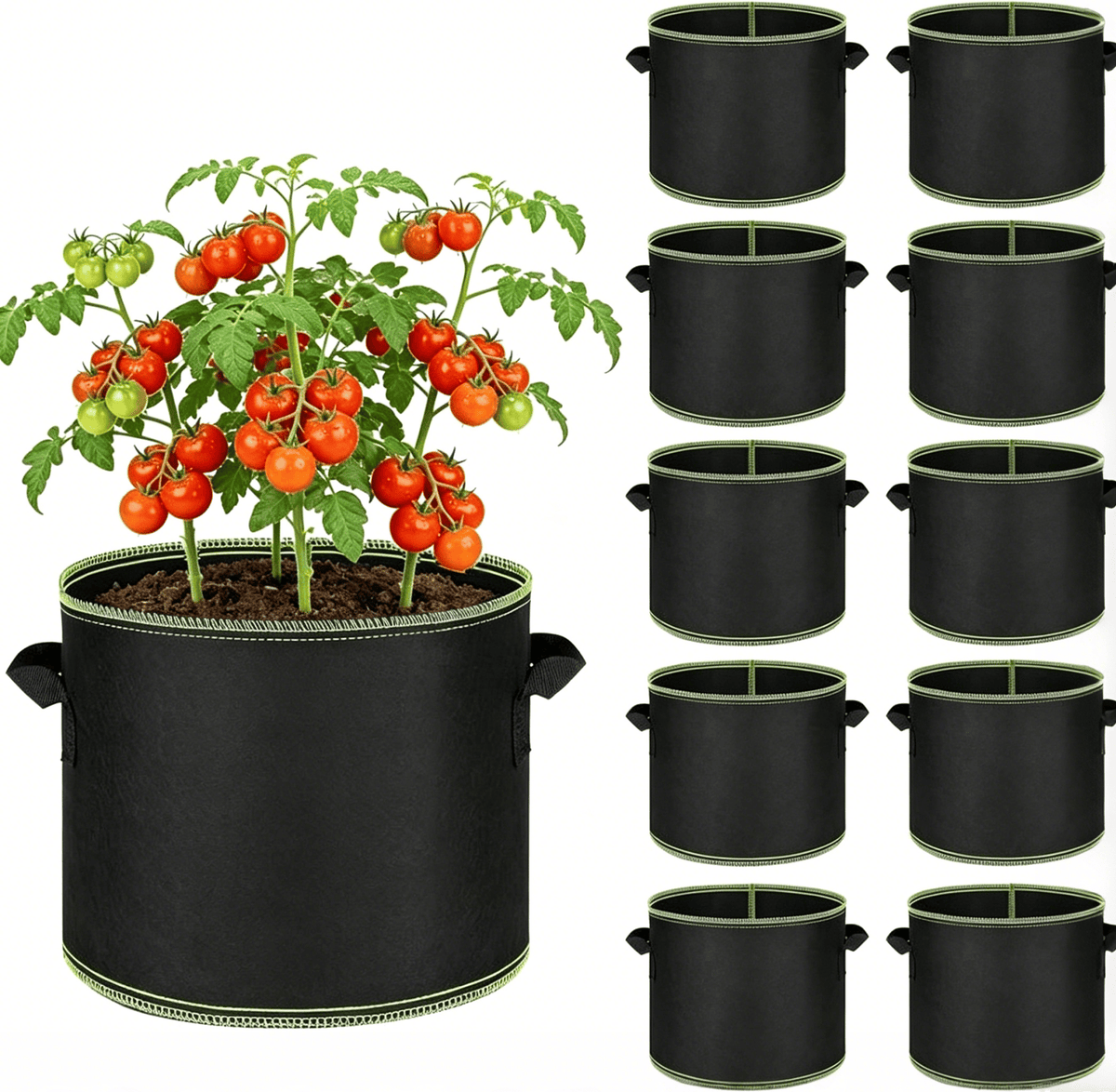 5-Pack 5 Gallon Grow Bags – Heavy Duty Aeration Fabric Pots with Handles for Vegetables, Flowers & Fruits