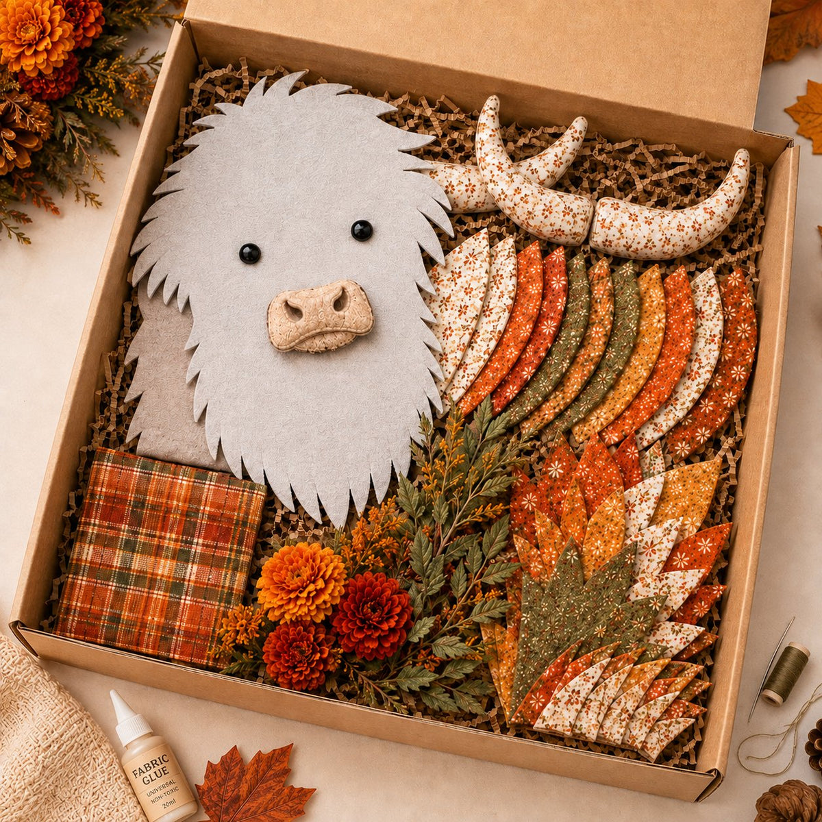 Birth Flower Highland Cow 3D Layered Fabric Art DIY Kit (Beginner-friendly) Buy 2 Free Shipping