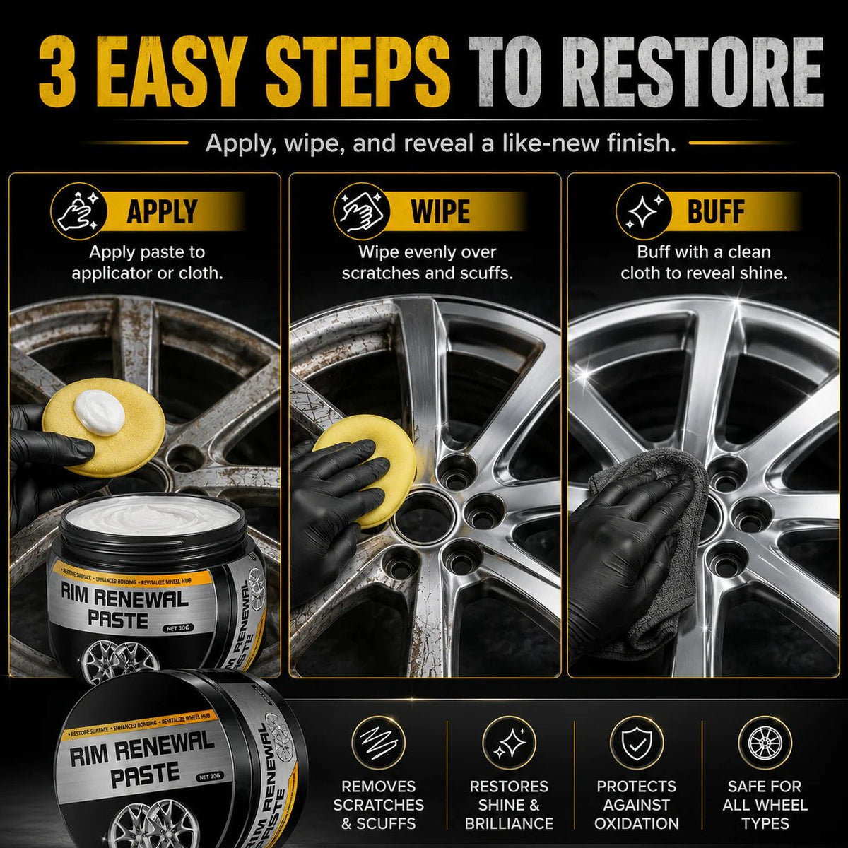 2026 HOT SALE50K+ SOLD! All‑in‑One Wheel Restoration Paste
