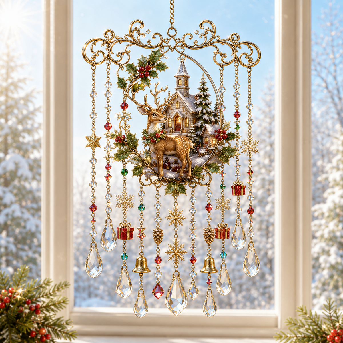 Last Day 49% OFF - Handmade Christmas Stained Glass Window Hanging