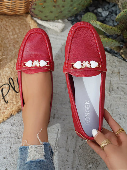 Women's Rubber Flats – Round Toe, Low Heel, Slip-On
