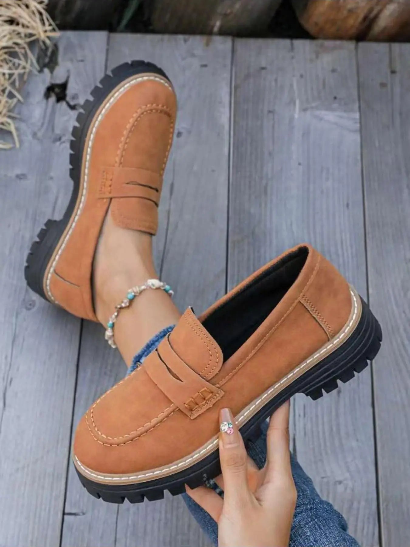 Women's Loafers – Round Toe, Slip-On, Wide Fit