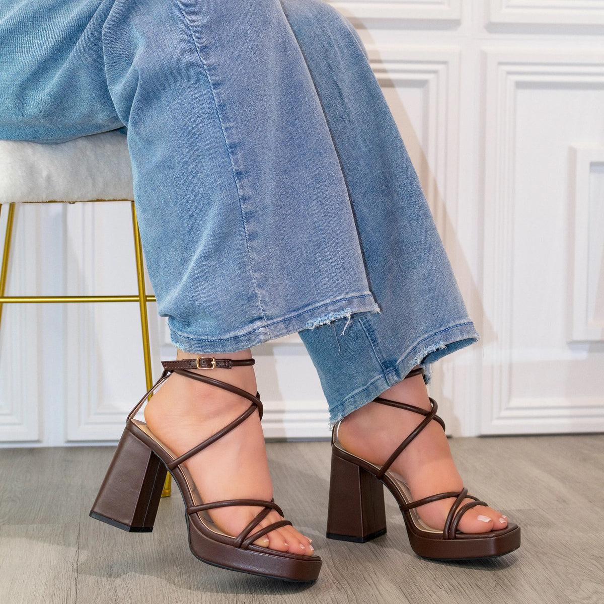 Women's Dress – Square Toe, Platform, Block Heel
