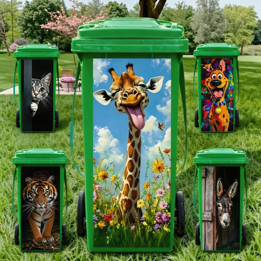 Creative Trash Can Sticker with Colourful Cartoon