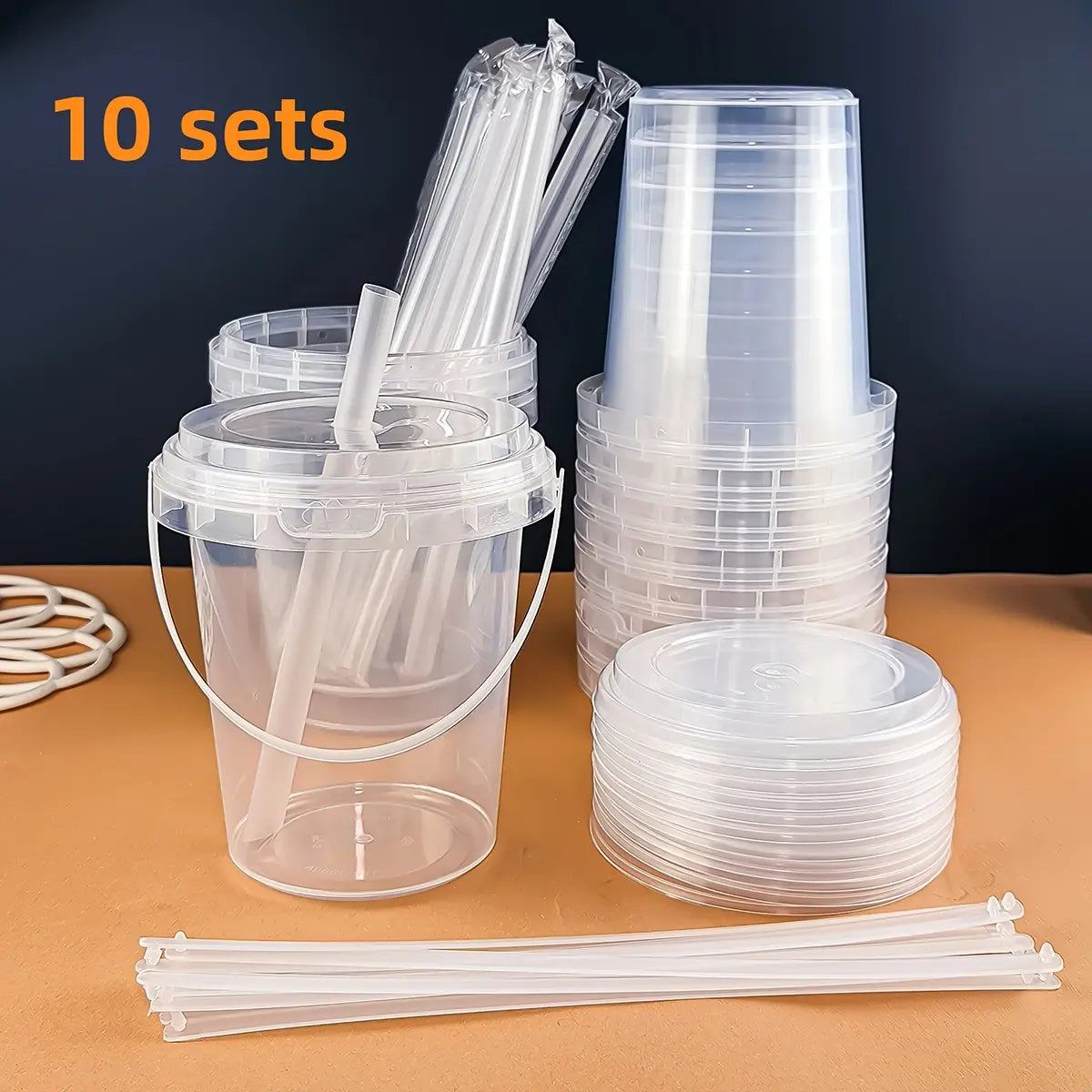 Large Reusable Plastic Cups with Lid & Straw – 3/5/10 Pack (33.81 oz)