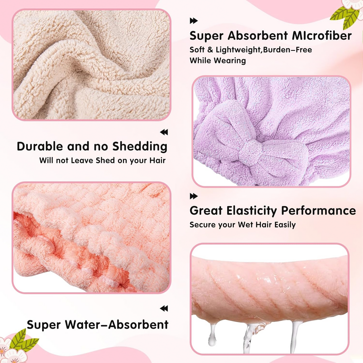 Soft Reusable Hair Wrap With Bow Decor 2PCS