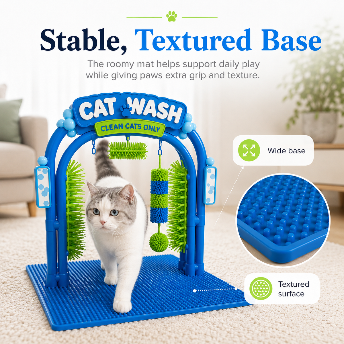 Interactive Cat Self-Grooming Arch – Multi-Angle Massage Brush & Play Station