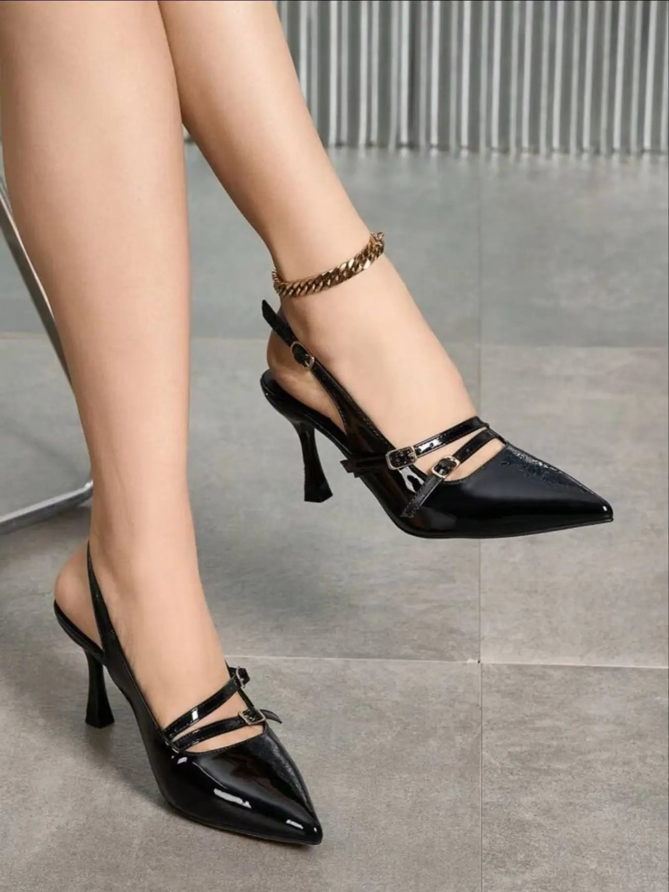 Women's Faux Leather Sandals – Pointed Toe, Stiletto Heel, High Heel