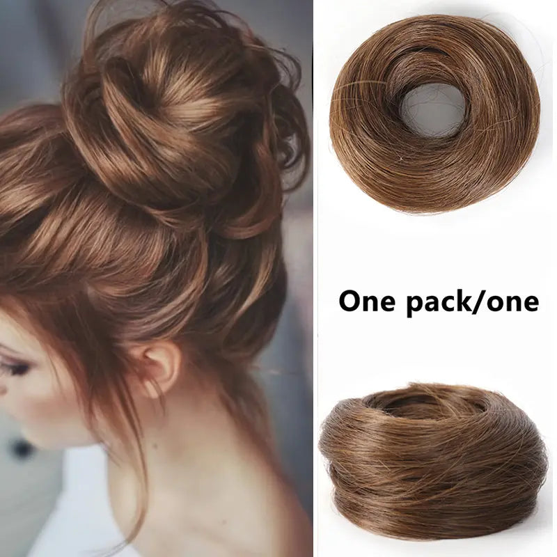 Synthetic Messy Bun Hair Piece for Women, Curly Updo Scrunchie Extension for Instant Volume and a High Crown