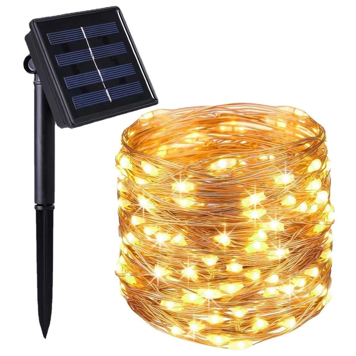 Solar Powered Flexible LED String Lights — 8 Modes, Auto On/Off, IP65 Waterproof