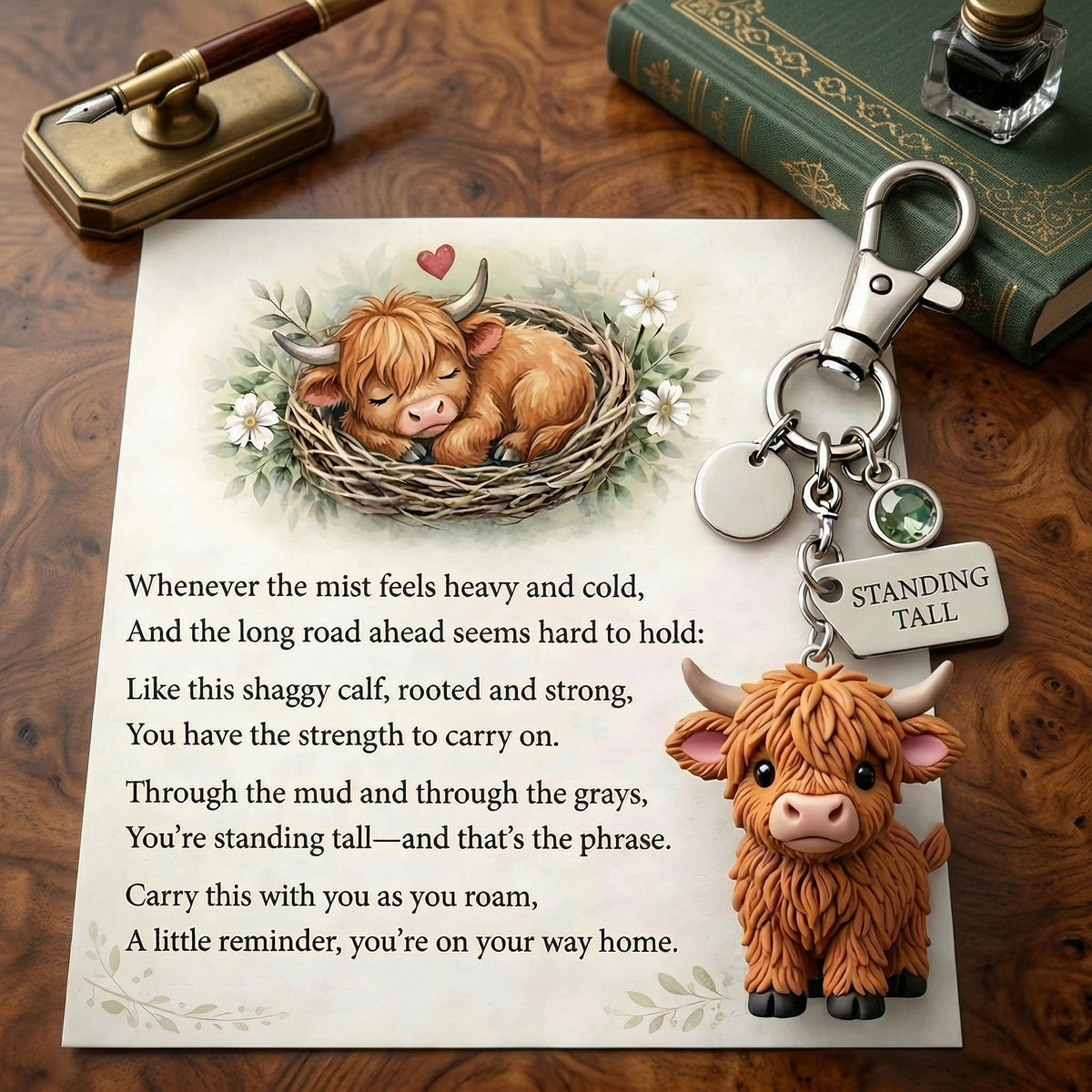 A Little Highland Cow For You Keychain: Your Daily Reminder of Quiet Strength