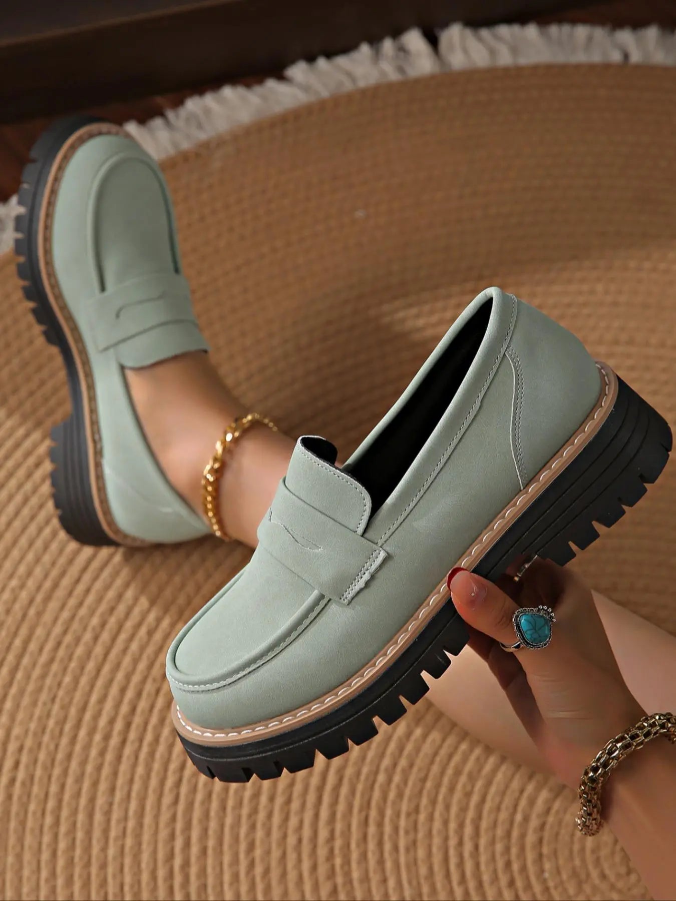 Women's Loafers – Western, Chunky Sole, Slip-On
