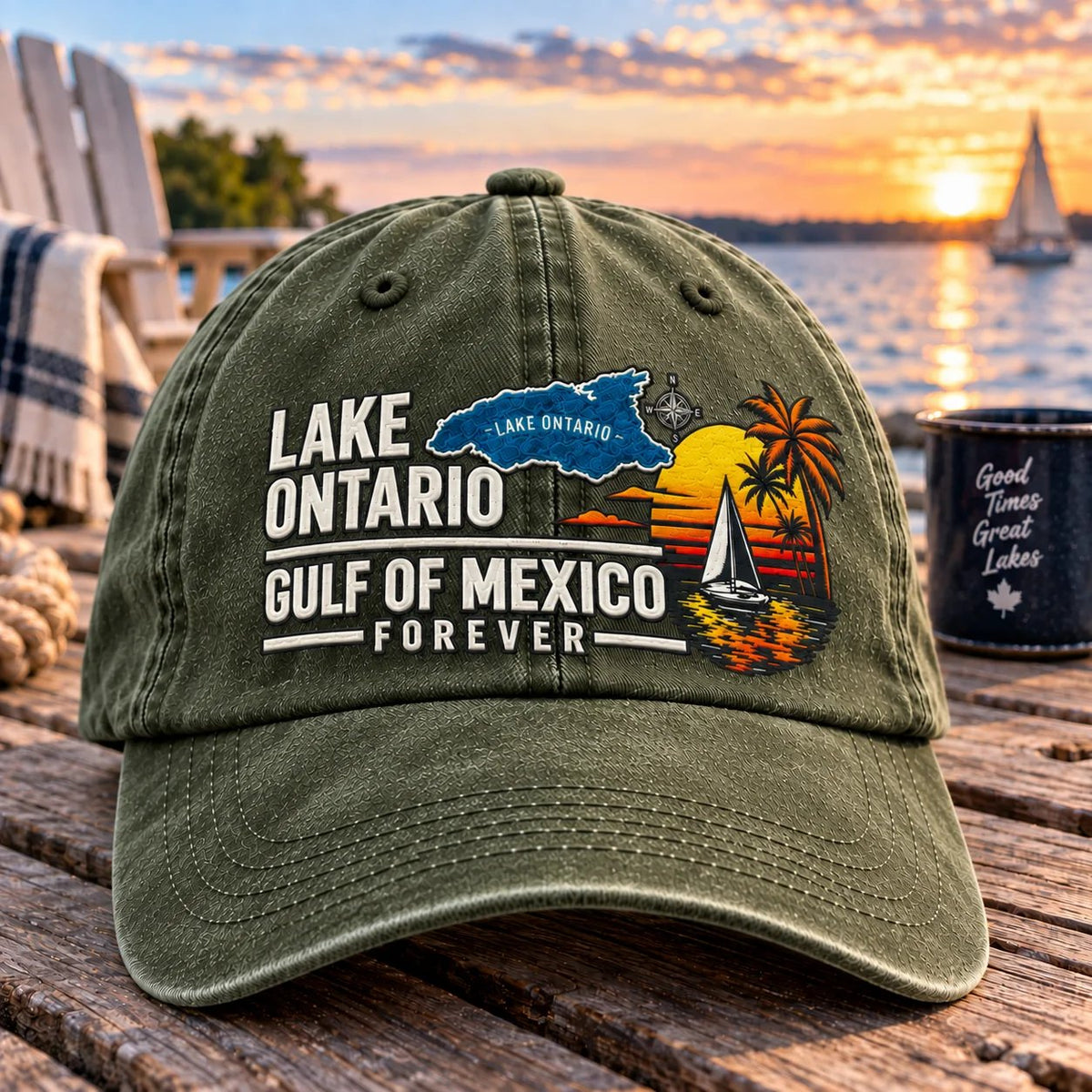 Lake Ontario & Gulf Forever Vintage Embroidered Cap