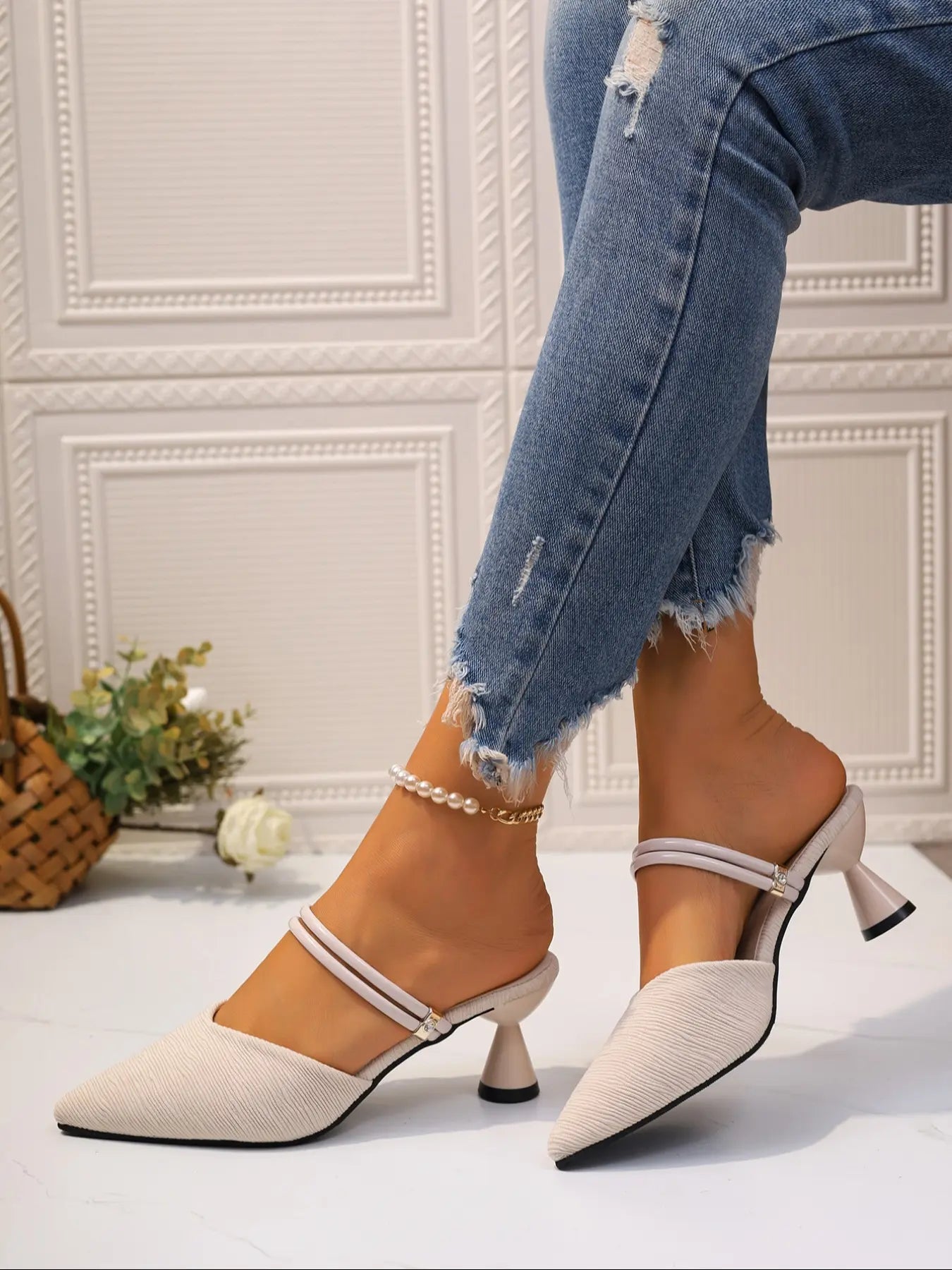 Women's Rubber Sandals – Pointed Toe, High Heel
