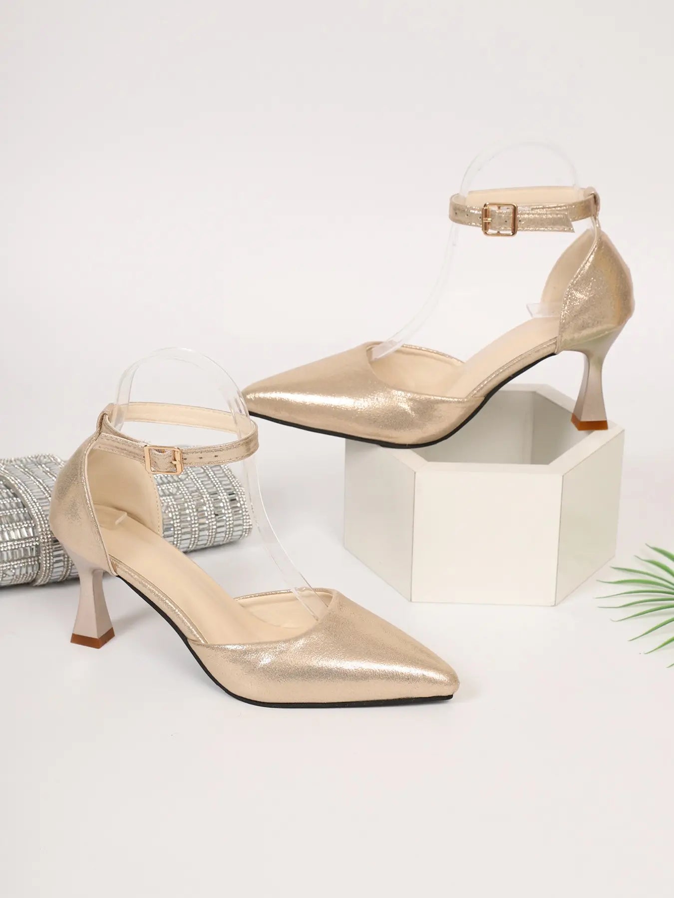 Women's Faux Leather Sandals – Pointed Toe, Stiletto Heel, High Heel
