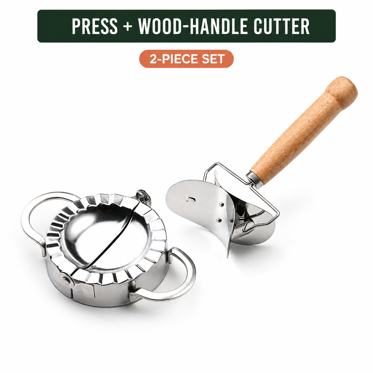 Stainless Steel Dumpling Maker & Dough Cutter Set – Roll, Fill, Press & Seal with Ease