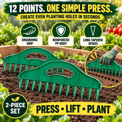 2-Pack Garden Seed Spacing Tool – Multi-Row Soil Dibbler & Furrow Maker