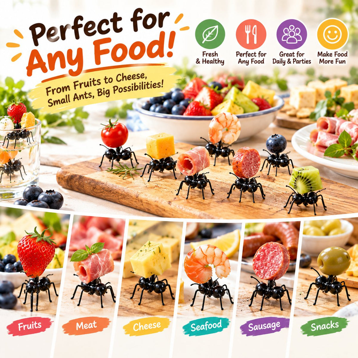 Ant-Shaped Snack & Fruit Picks – Turn Every Bite Into a Playful Table Display