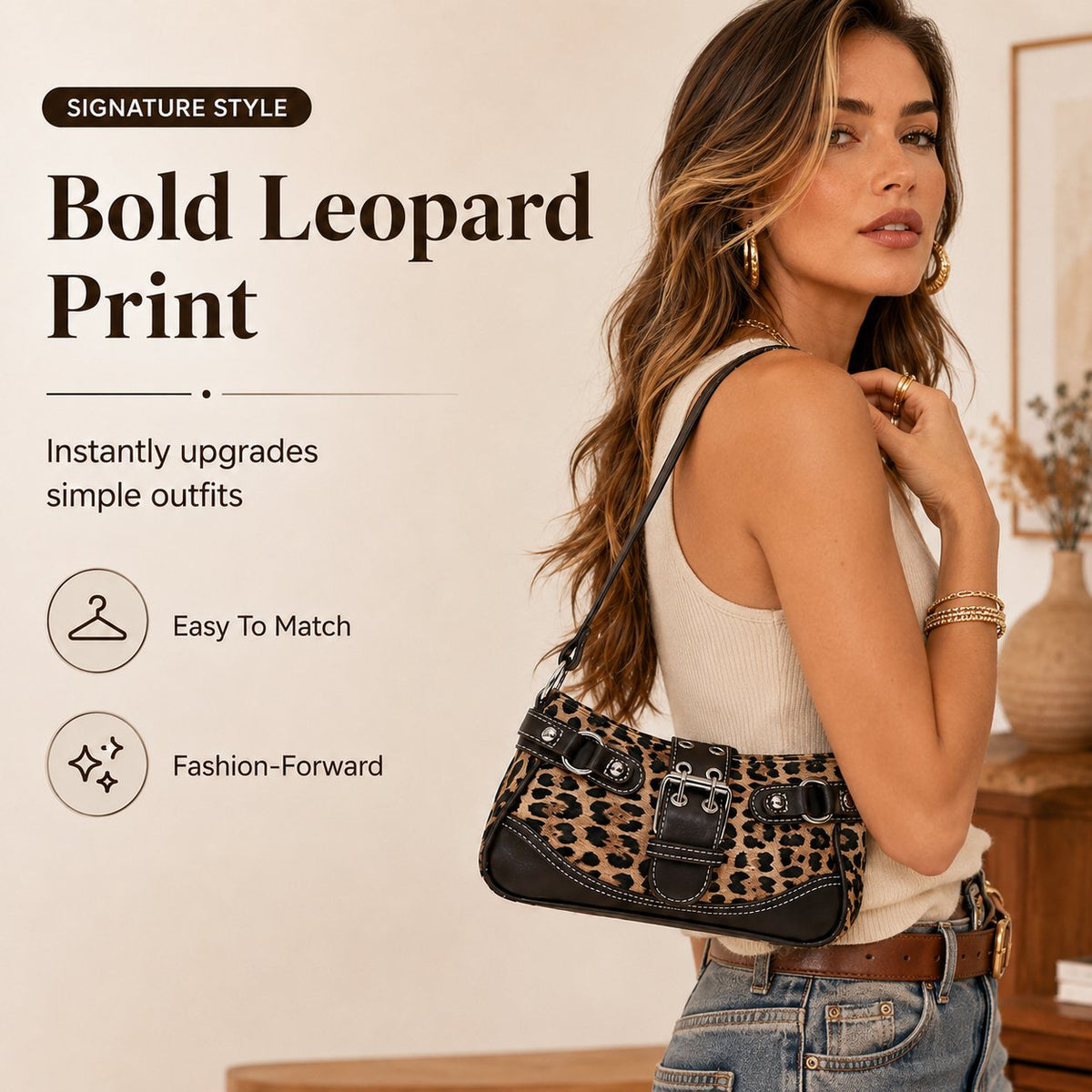 Trendy Leopard Print Underarm Shoulder Bag