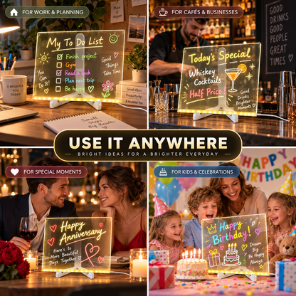 Creative Rewritable Acrylic LED Message Board (set come with 7 Pens)